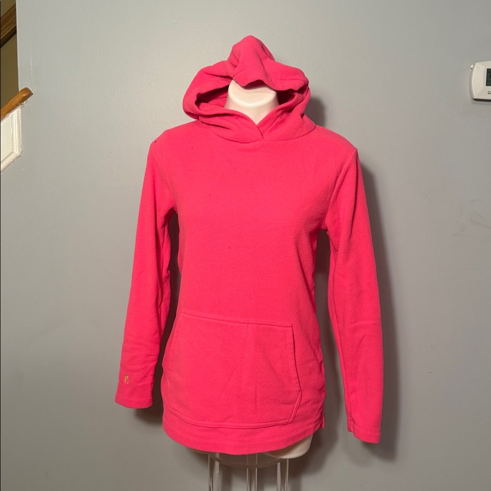 Dudley Stephens Ladies Highland Fleece Hoodie in neon pink. Medium: